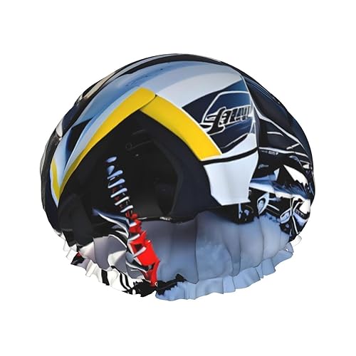 Advanced Snowmobile Double Layer Waterproof Shower Cap for Women - Durable, Lightweight & Portable Bath Accessory for Long Hair