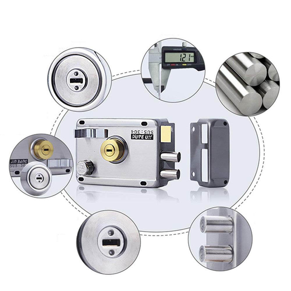 Cerradura de puerta exterior, cerradura de puerta exterior de acero inoxidable, alta seguridad para su hogar o lugar de trabajo, con 5 llaves (abierta a la derecha sin lado)