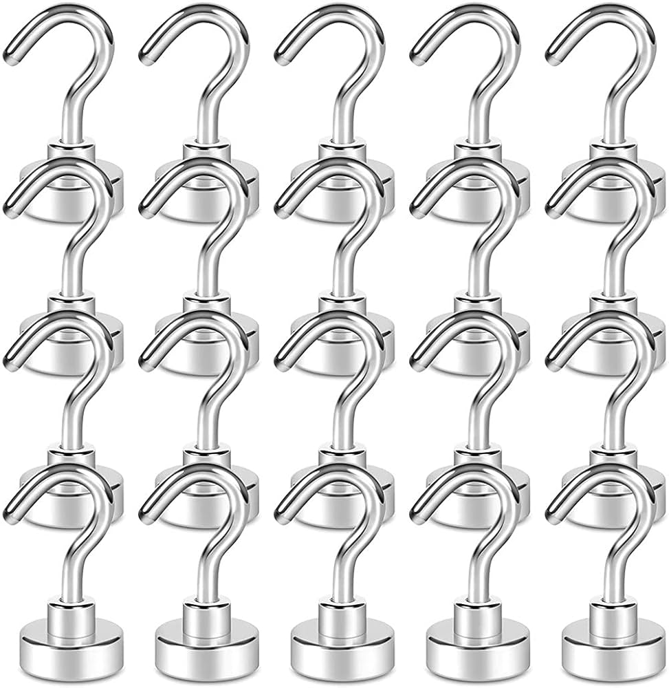4pcs Strong 40LB Magnetic Hooks Neodymium Hanging Hook Set For Refrigerator / Other Magnetic