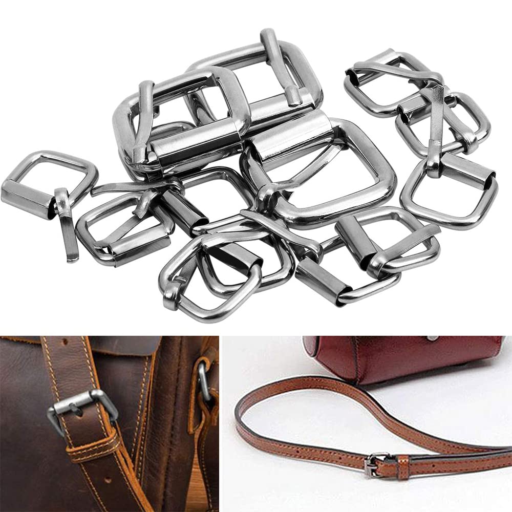 Willoo 30 Pezzi Fibbia in Metallo Argento, Fibbie a Rullo, Fibbie a Rullo in Metallo, Fibbia Ad Ardiglione Hardware per Riparare Borse, Cinture, Artigianato in Pelle (Argento)