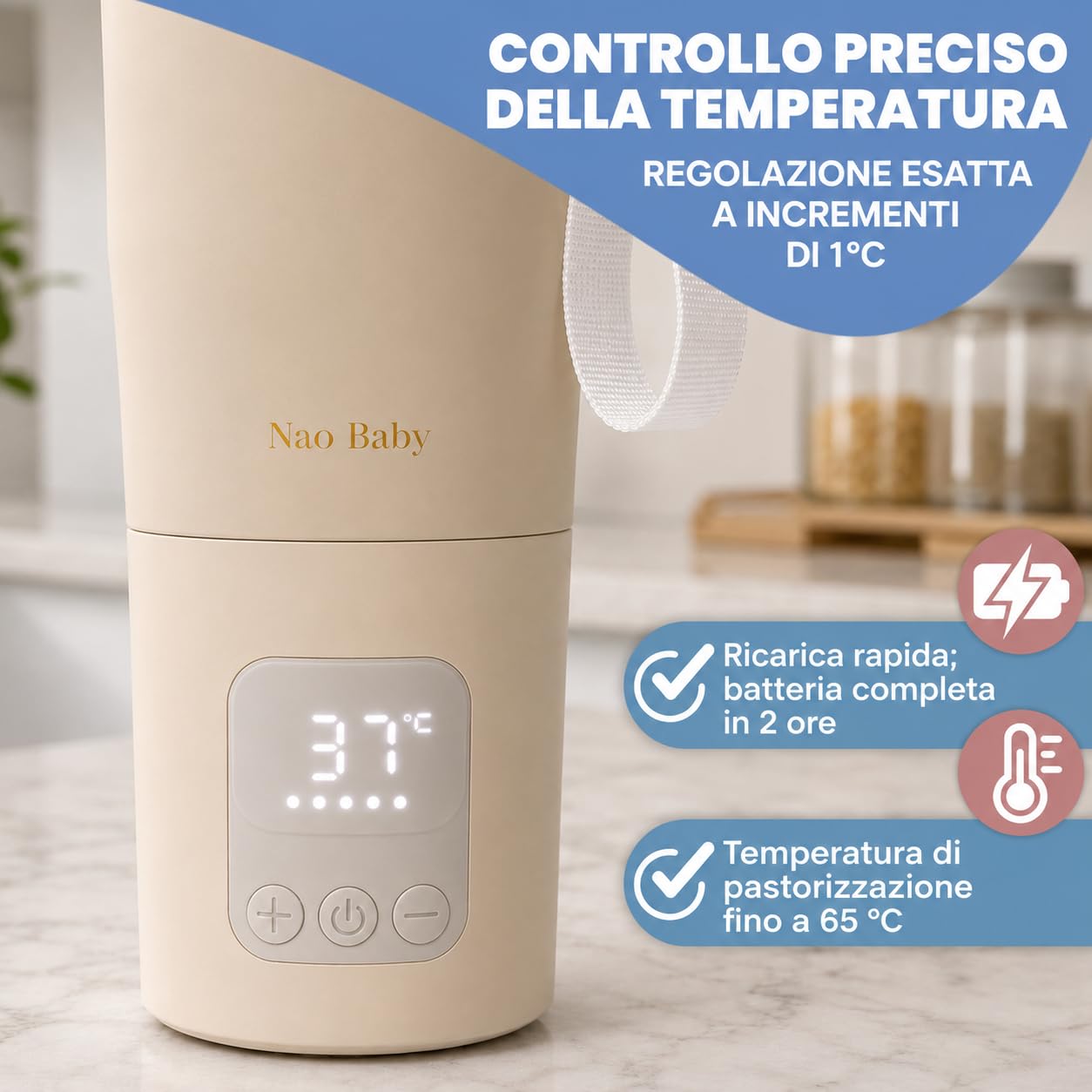 Scaldabiberon Portatile 2 in 1 con Sterilizzatore Biberon e Batteria Lunga Durata | Scalda Biberon Neonato Portatile 350ml con Conservazione 20h | Scaldabiberon Portatile Senza Fili