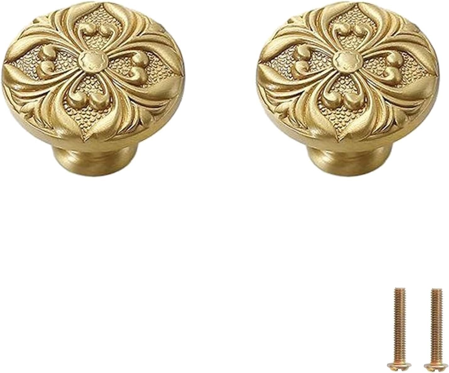 Tnbccxn 13 Copper Color 35*25Mm Cabinet Handles, Cabinet Handles,2 Pcs Fancy Embossed Pure Copper Knob(13 Copper Color 35 * 25Mm)