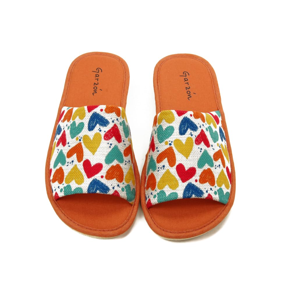 Garzón 400.188 Chancla de algodón con estampado de corazones y suela ligera muy cómoda