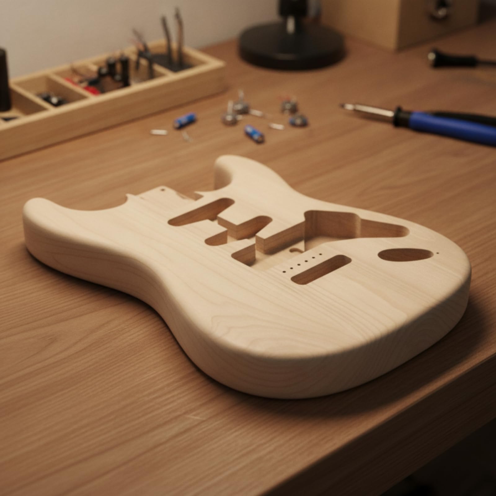 E-gitarren Elektrogitarren Body Rohling Holzrohling mit Vorgefrästen Fräsungen aus für Individuelle Lackierung Und Aufbau für Heimwerkstatt Bühnenmusiker Proberaum 455mmx325mmx44.7mm