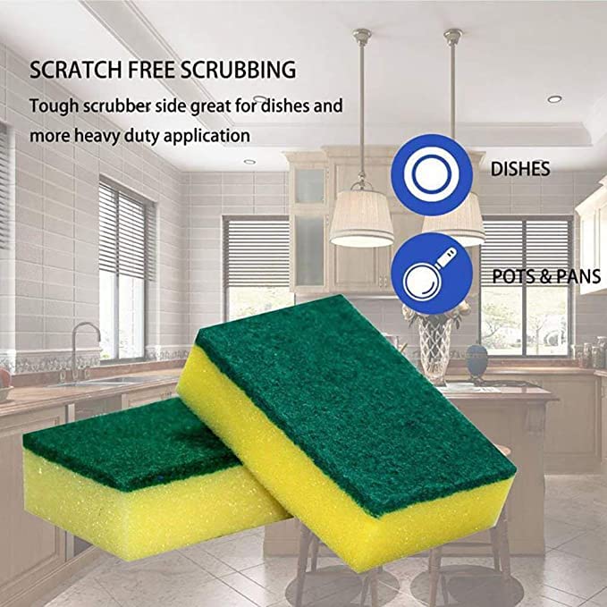Magic Providers Sponge Scrub Brite Pad for Utensils Cleaning in Kitchen Long Lasting Stain Removal Scrubber for Dish wash Liquid - Pack of 10 3