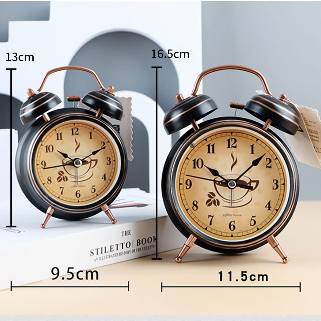 Sveglia Vintage Cooja A Doppia Campana - Analogica Al Quarzo, Silenziosa, Con Luce Notturna, 3 Pollici - Foto 10