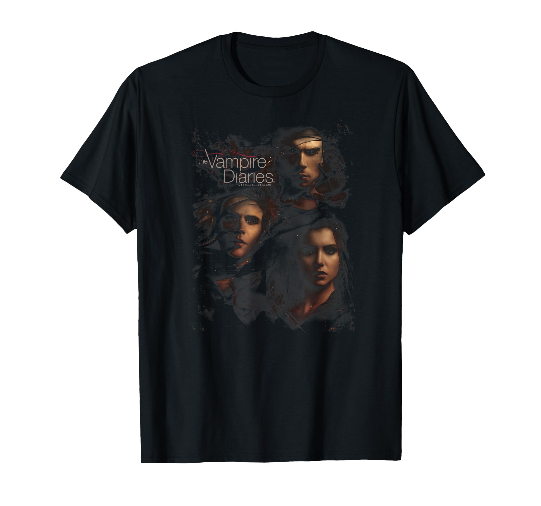 Warner Bros. Vampire Diaries Smokey Veil Unisex-Adults T-Shirt - Black - Small - Short Sleeve - Crew Neck - Modern - Halloween - Horror -