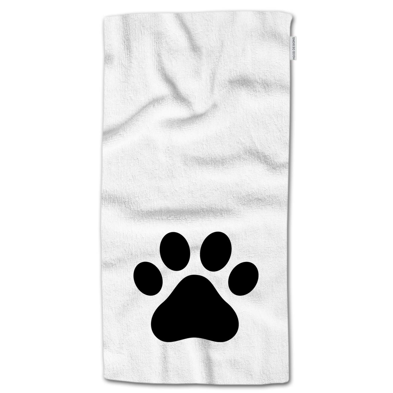 HGOD DESIGNS Dog Paw Hand Towels Dog Paw Print Black Soft Hand Towel for Bathroom Kitchen Yoga Gym Decorative Towels 15"X30"