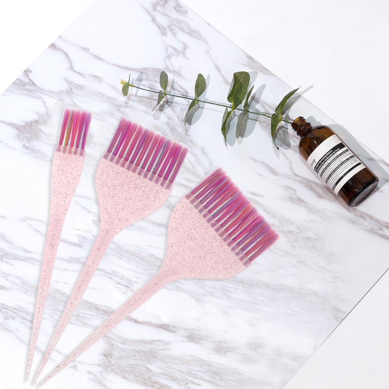 minkissy Hair Dye Comb Set 3 Pieces with Long Tail Glitter Handles Salon Tinting Brushes for Hair Coloring and Highlighting at Home or Professional Use