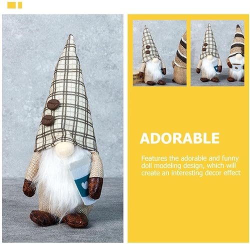 Miniatura 5 de Decoración navideña de gnomos de café para el hogar, 2 gnomos de Navidad para cafetería, figuras coleccionables enanas hechas a mano, muñeca de