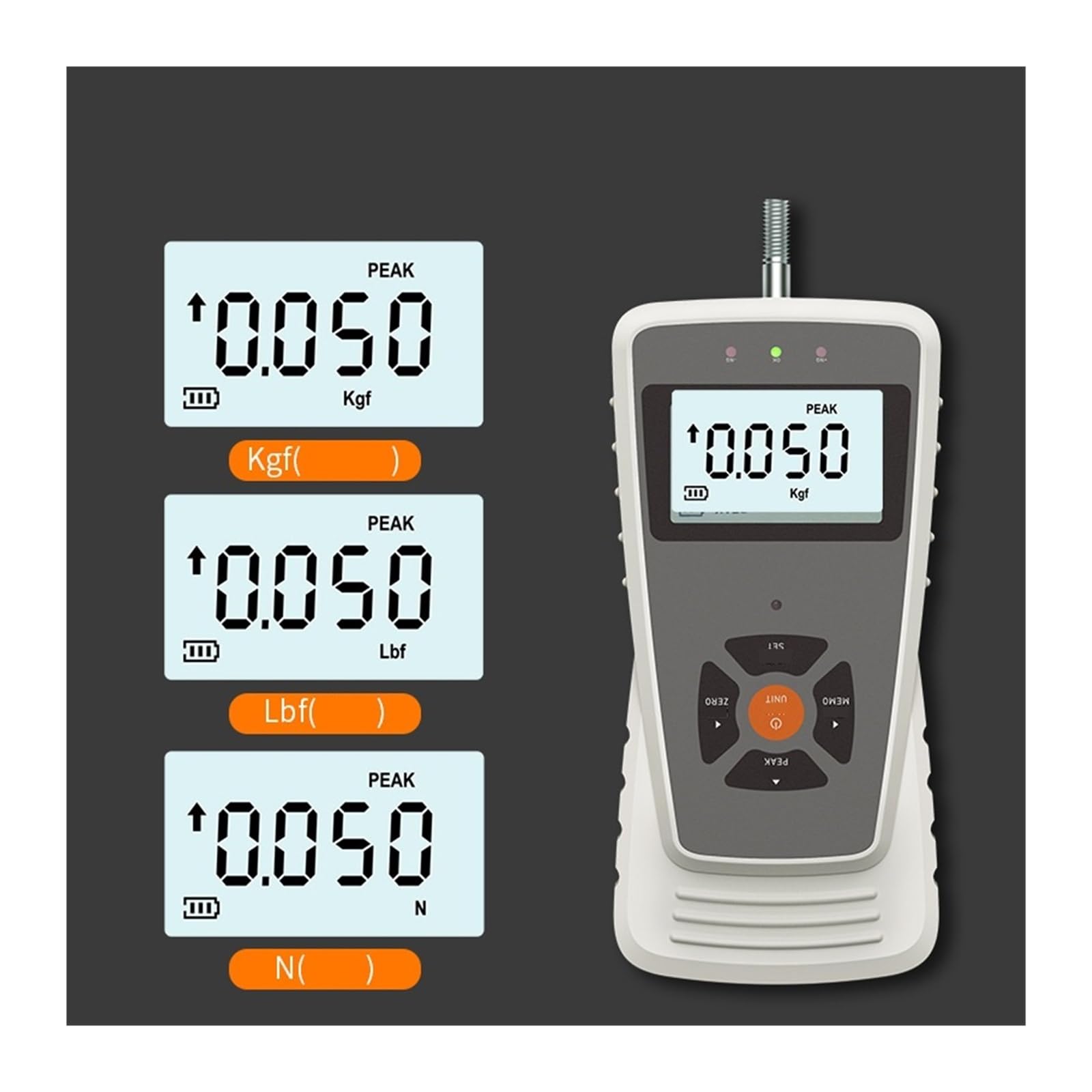 Medidor de Fuerza de Empuje Digital probador de tensión de Resorte Instrumento de medición de Fuerza de presión(YW-691-N100(10KG))