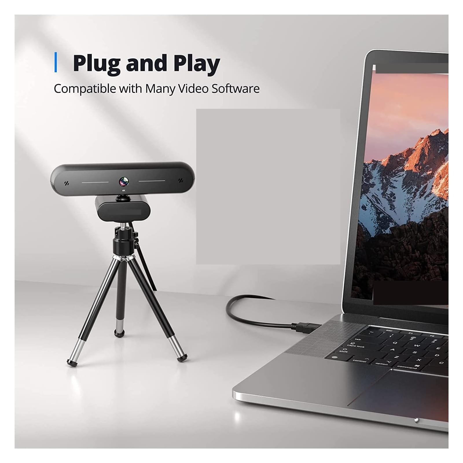 Webcam 4K HD Webcam 8MP Auto Focus USB Webcam con micrófono Webcam for PC portátil/Videollamada/Streaming
