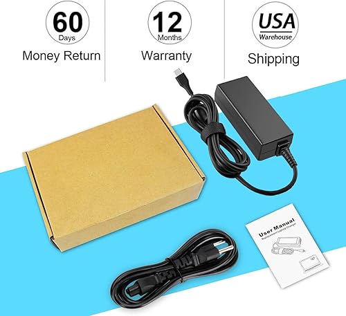 Miniatura 6 de Cargador de laptop USB C de 65 W para HP Spectre X360/Envy X360/Elitebook/HP Computer/HP Chromebook/Cargador universal Chromebook Tipo C 45W USB C