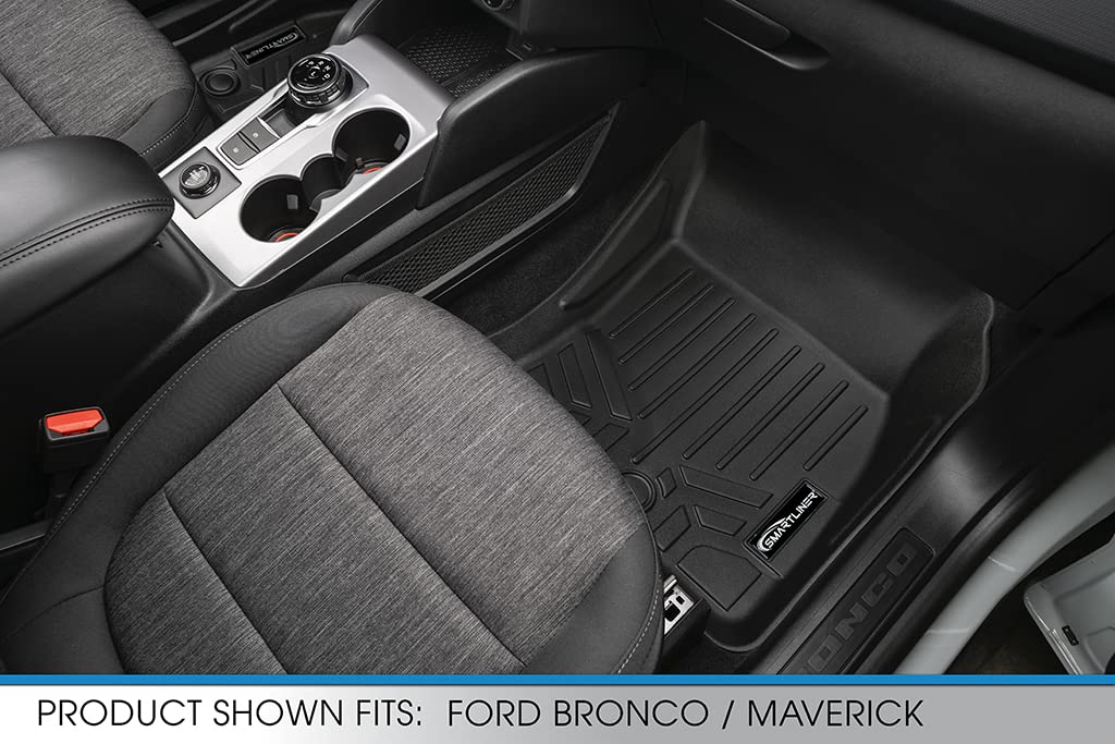 SMARTLINER Custom Fit All Weather Black 2 Row Floor Mat Liner Set Compatible with 2022-2023 Ford Maverick