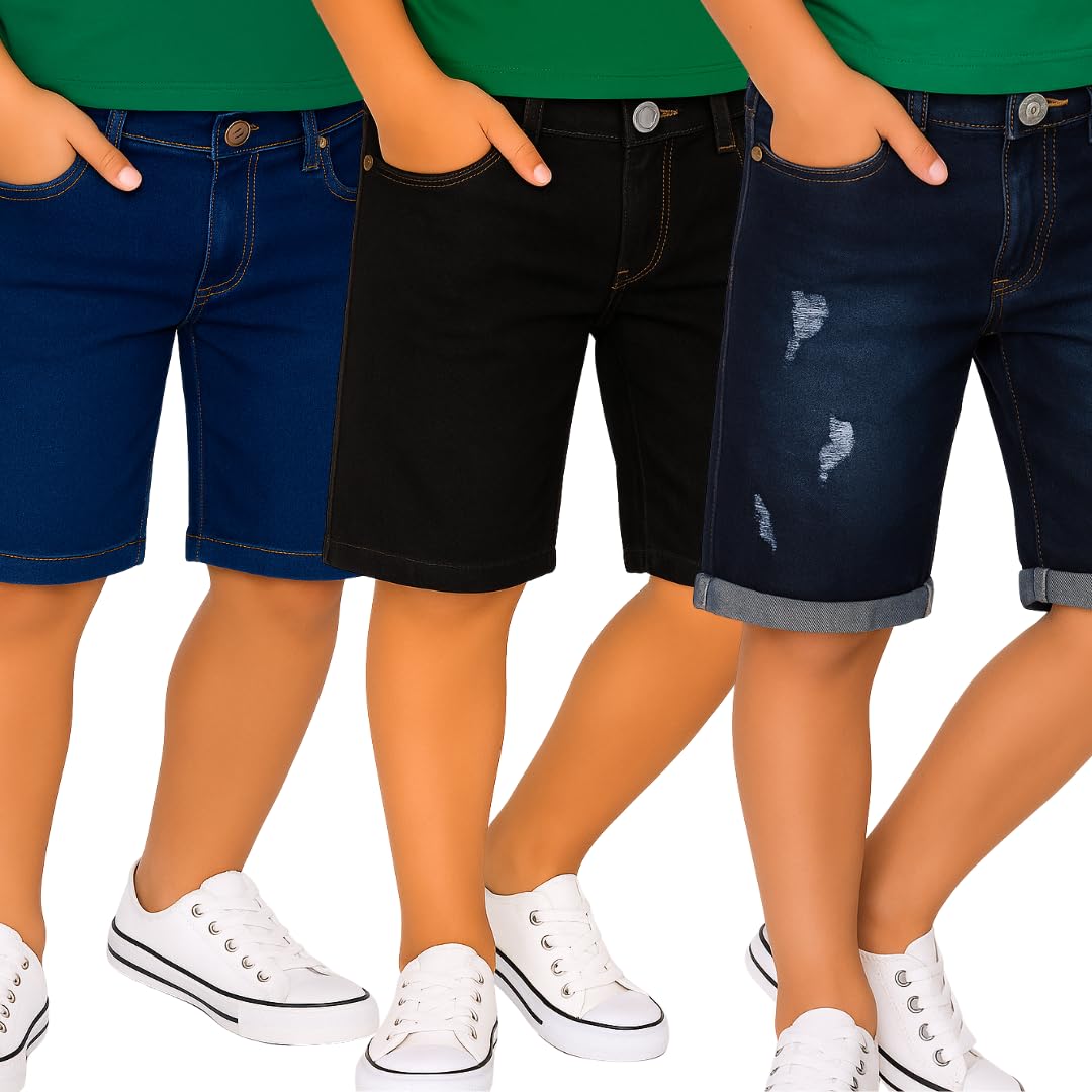 Bermudas Jeans Kit Infantil Masculina com Elastano, Kit com 3 Bermudas Jeans Menino, Regulador na Cintura, Tamanho 2 a 6 anos em promoção! Veja a oferta e mais achadinhos de Meninos 2 Hoje é o melhor dia para comprar Bermudas Jeans Kit Infantil Masculina com Elastano, Kit com 3 Bermudas Jeans Menino, Regulador na Cintura, Tamanho 2 a 6 anos com aquele preço maroto! Promoção! Aproveite a oferta! 2