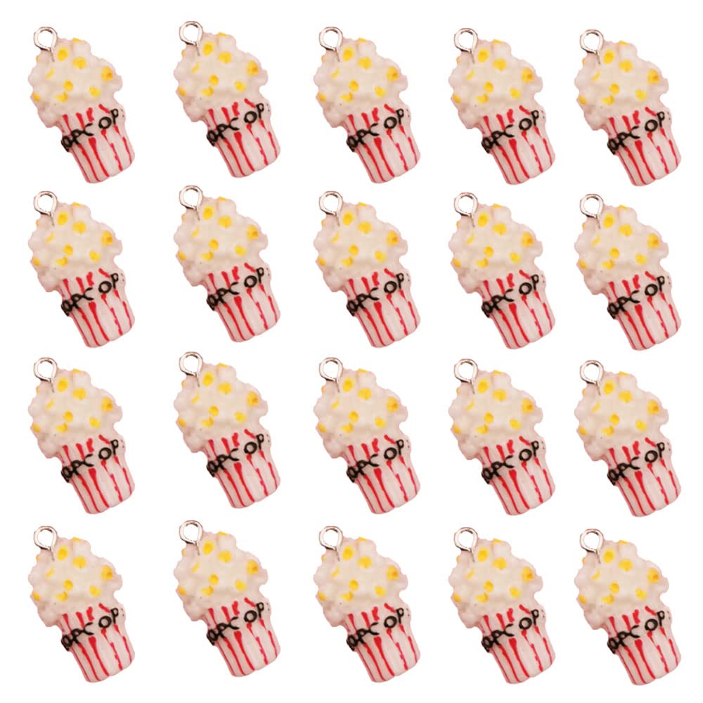 GTONEE Handmade Simulation Food Charms Cute Burger Biscuits French Fries Chocolate Popcorn Donut Strawberry Cake Charms Pendants DIY for Earring
