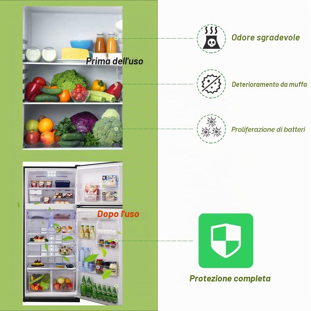 2 confezioni di deodorante Refrigerator Odor Eliminator for Fridge Freezer Cooler & Lunch Boxes Natural Bamboo Activated Charcoal More Effective Than Baking Soda