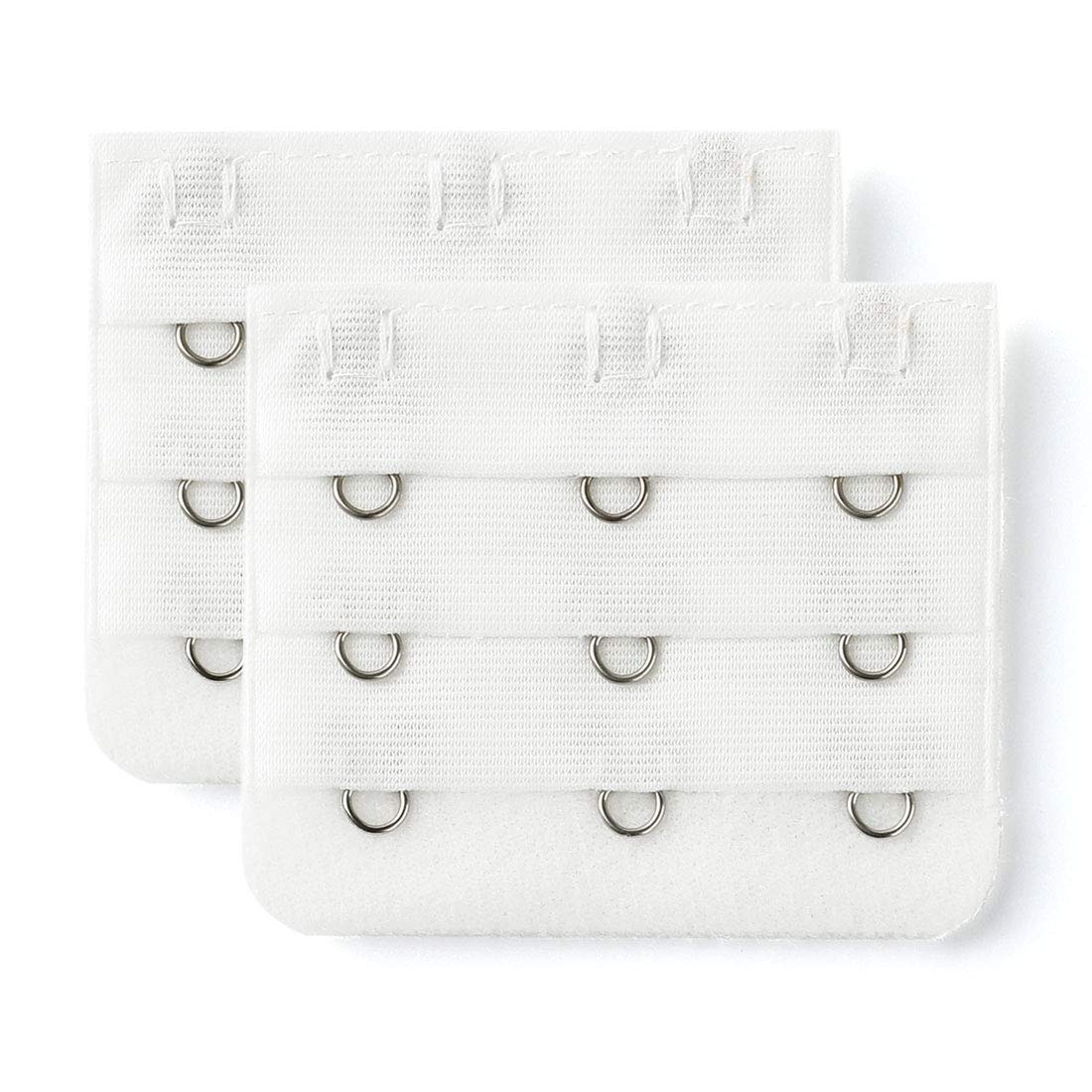 One Size, White : Woman 3 Rows 3 Hooks Brassiere Bra Extension Strap Extender 2pcs-image-48