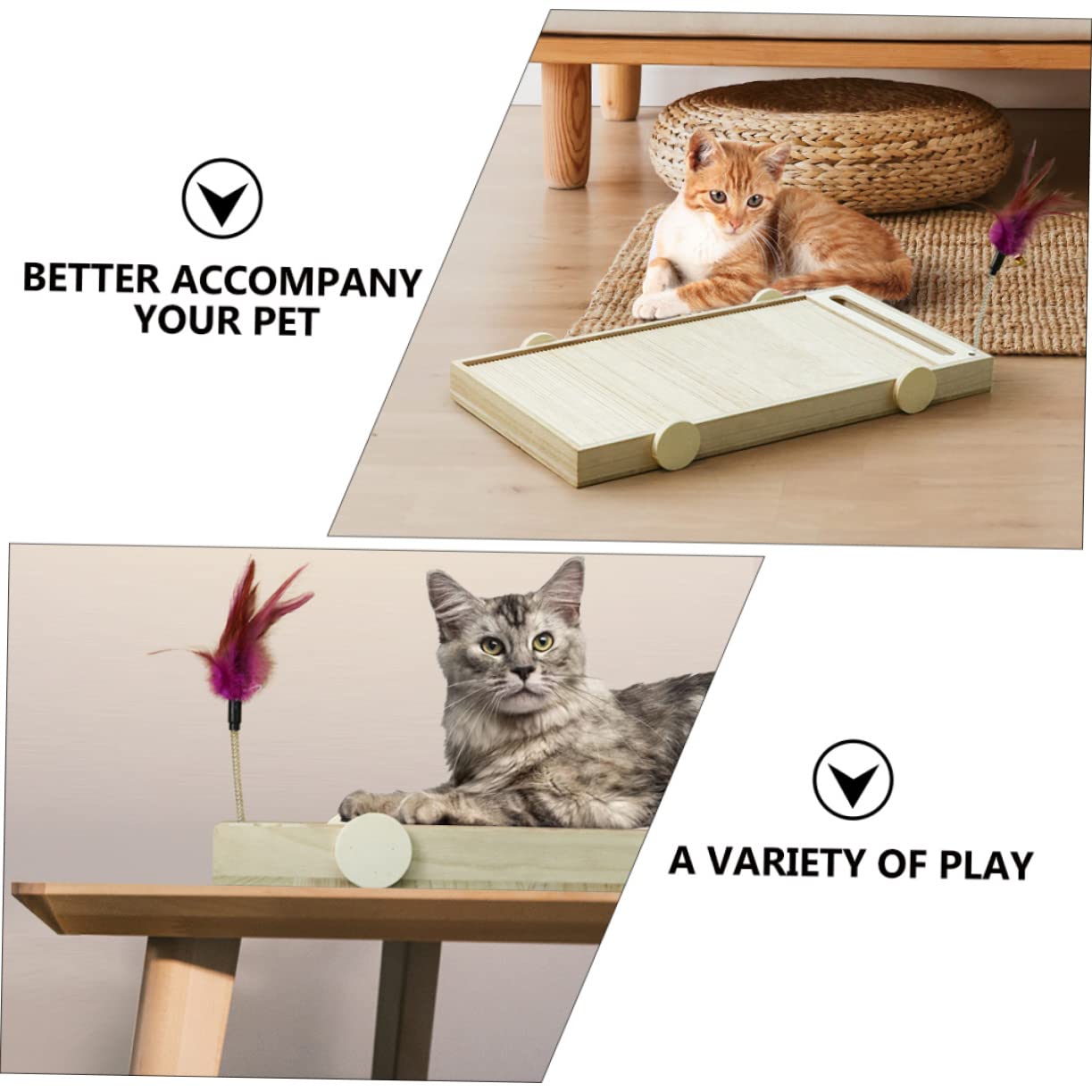 ERINGOGO Tiragraffi per Gatti in Legno, Gioco con Teaser, Board Creativo | Accessori per Animali Domestici, Mantiene Attivo Gatto, Adatto alla Sezione Pet Supply
