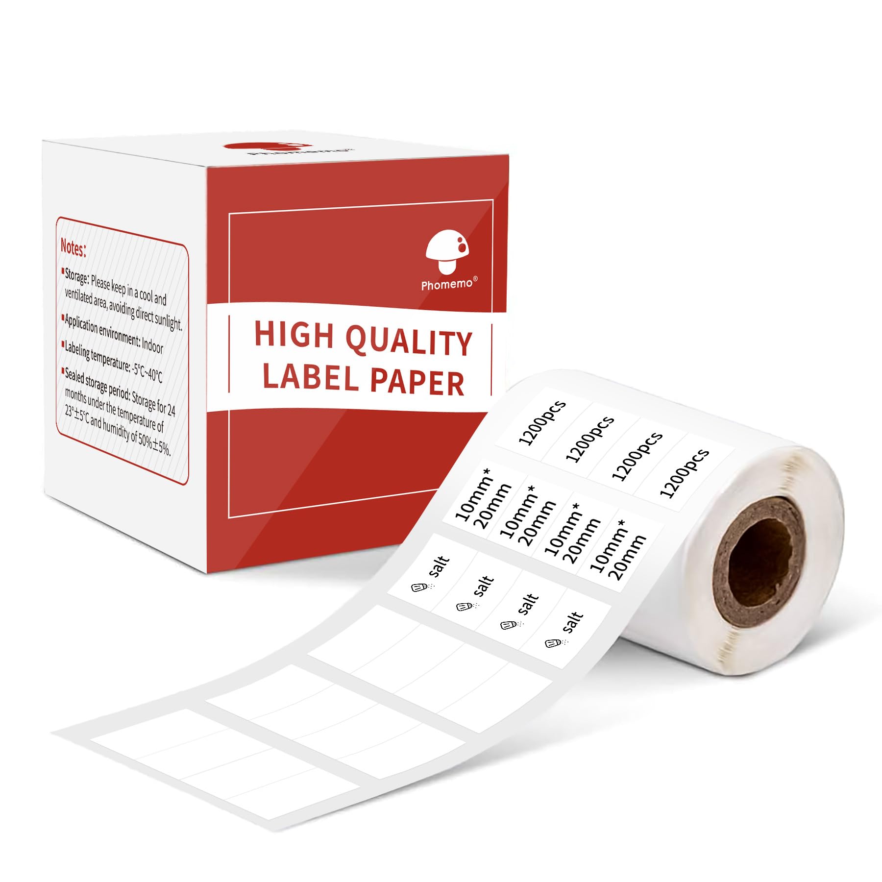 Phomemo Multi-Purpose White Self-Adhesive Label Paper for M200/M110/M220/M120/M221 Label Printer,Thermal Labels for Mailing/Logo/Business/Home Tag,0.79"x0.4" (20x10mm), 600 Labels/Roll