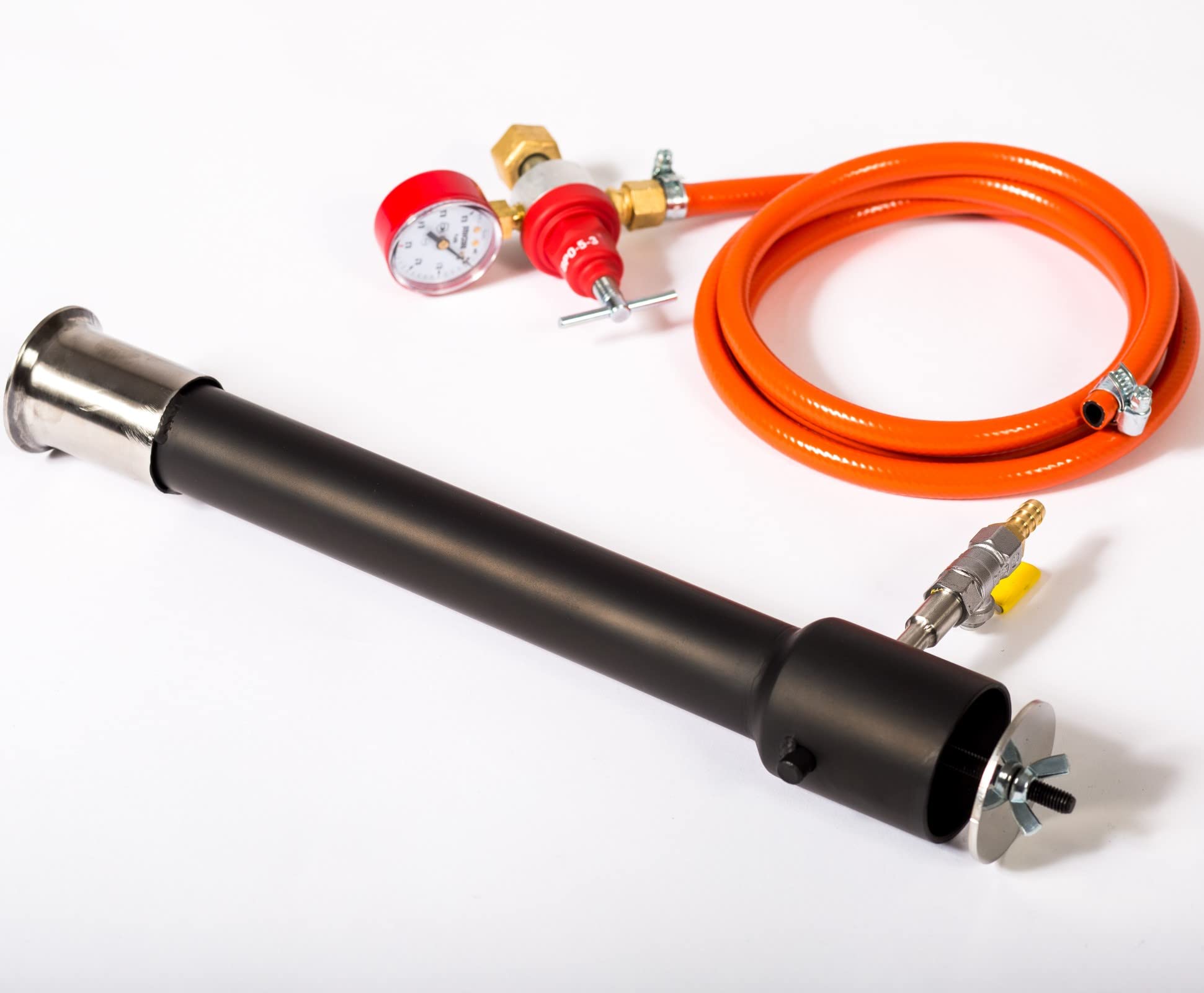 DEVIL-FORGE Gasbrenner DFM (308.000 BTU), Gaskugelhahn, Luftdrossel für Schmiede Gasofen Gasesse Schmiedeofen Hufschmiede Messermacher Metallschmiede Metallschmelzofen, Butan, Propan, LPG, Gas Burner