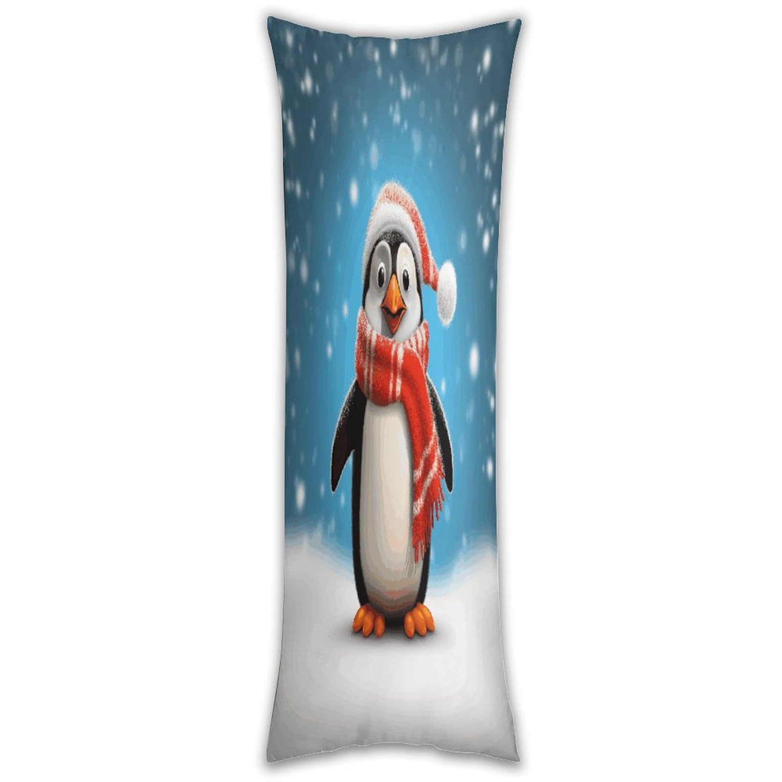 Christmas Funny Penguin Pillow Case Breathable Absorb Sweat Long Pillowcover Exquisite Unique Pillow Protector for All Seasons Hot Sleepers Body Pillowcase