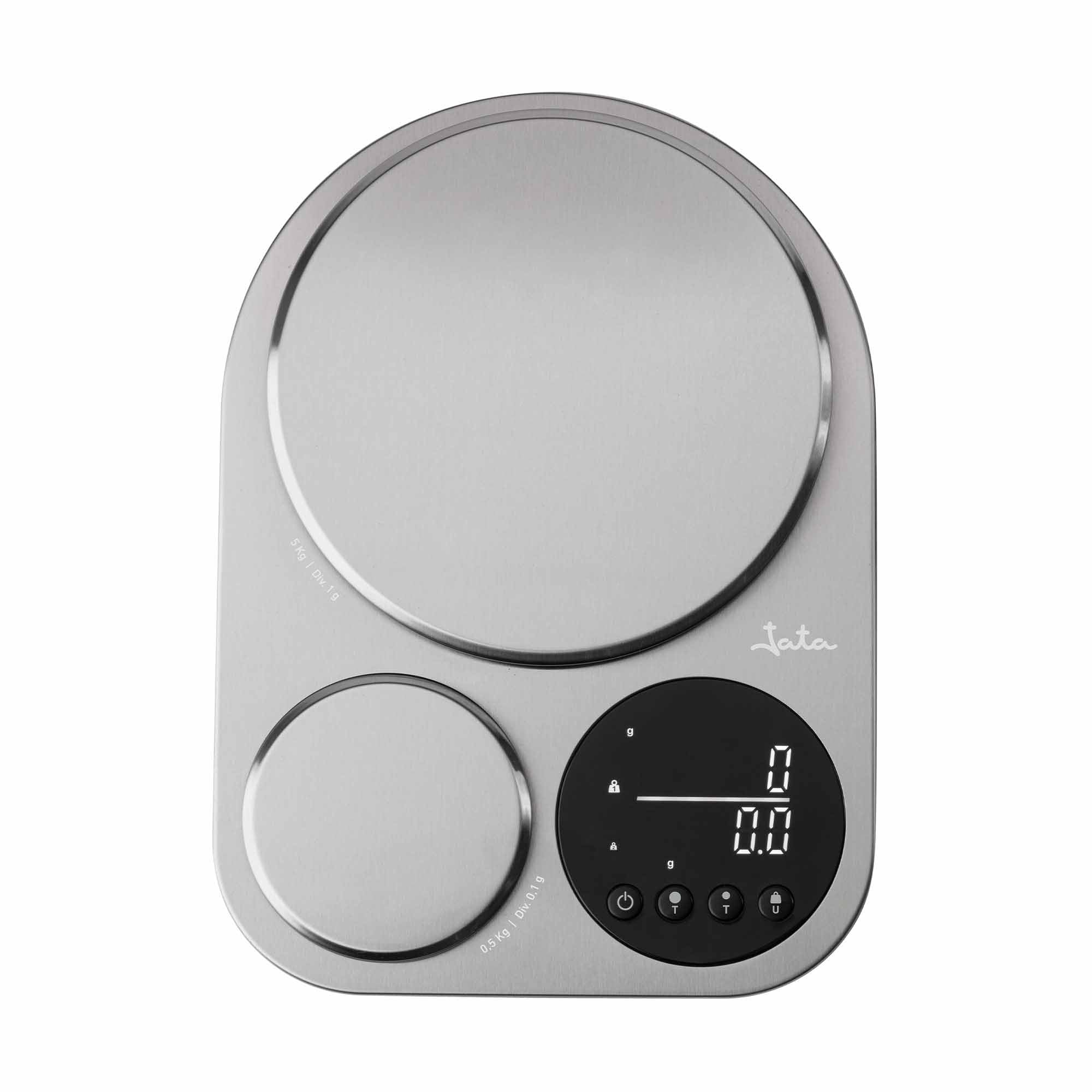 JATA HBAL1254 Digitale Küchenwaage, doppelte Plattform, maximale Präzision, Küchenwaage, Lebensmittel, Schmuck, bis zu 5 kg, Edelstahl, kompakt, LED-Anzeige