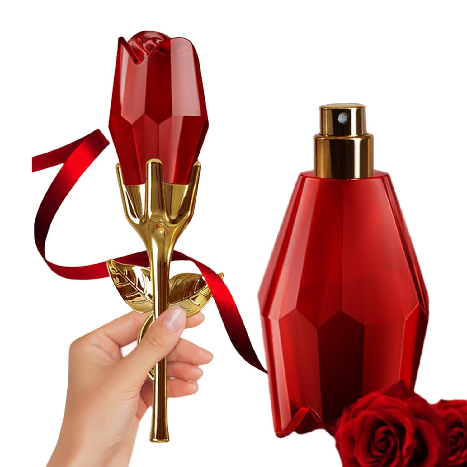 Azonee Red Rose Perfume for Women, Eau De Parfum, Long Lasting Scent with Musk, Rose, Honey, Fresh Floral Fragrance, 50ml Perfume Oil