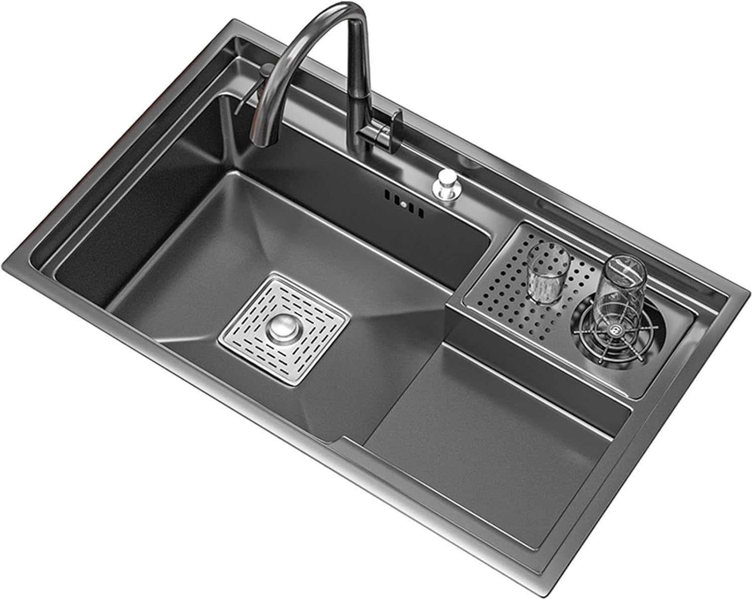 Kitchen Sink with Round Faucet Stainless Steel Ladder Sink