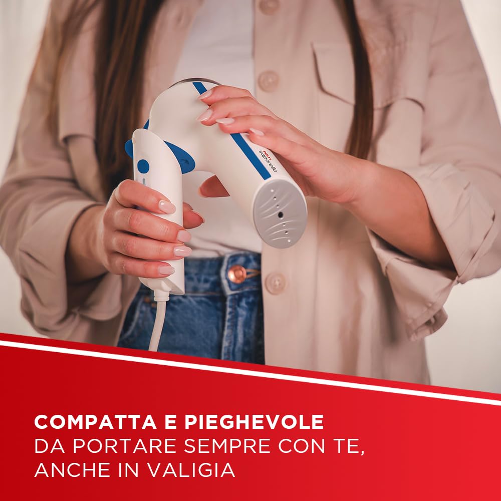 Polti Vaporella Vertical Styler GSM50B, Żelazko Pionowe Przenośne z Rączką Składaną, 30 s, Biały i Niebieski