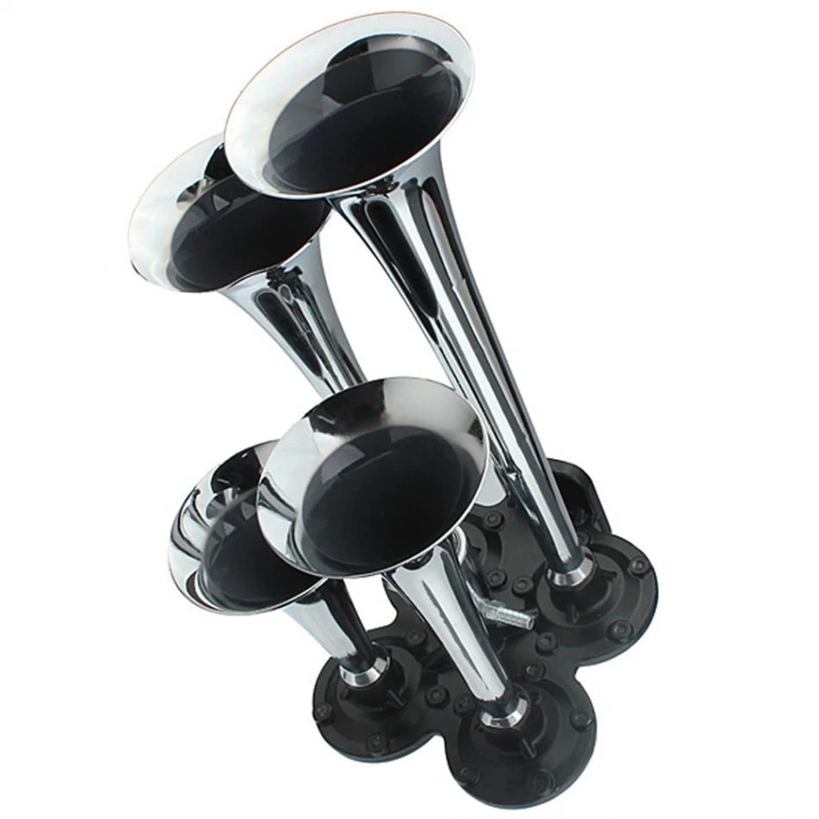 150.2db 12v / 24v Chrome Super Fort Kit De Corne à 4 Trompons De 4 Trompettes Universelle pour Camion Camion Bateau Moto Cornes