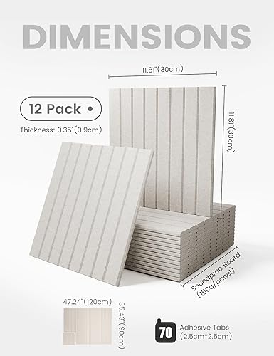 Miniatura 2 de Tablero de anuncios de fieltro 48 x 36 pulgadas, alternativa al corcho, paquete de 12, 70 lengüetas adhesivas removibles, panel de pared para