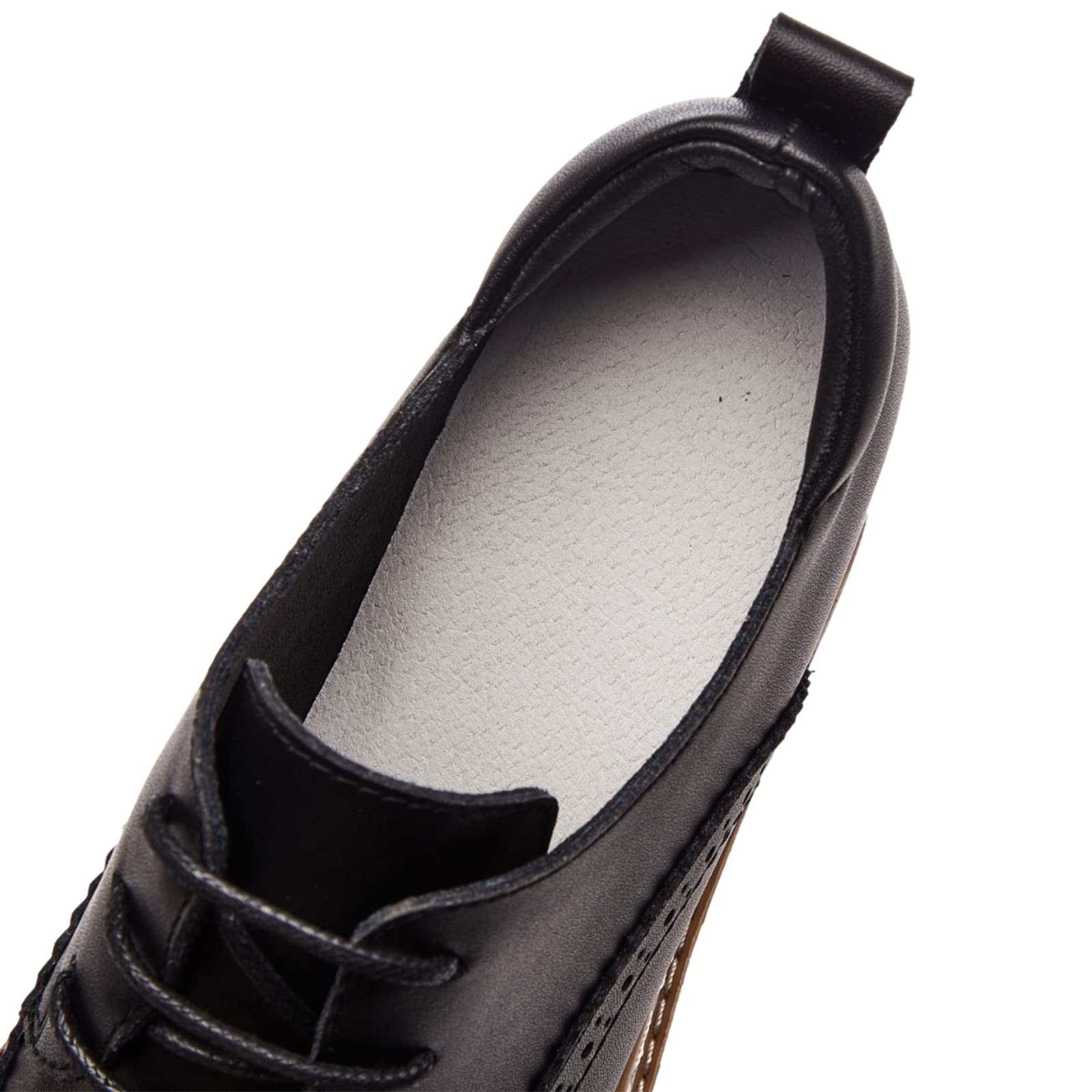 ANUFER Mujeres Piel Genuina Plataforma Tacón de Cuña Oculto Zapatillas con Cordones Acento Irlandés Ahuecado Casual Zapatos
