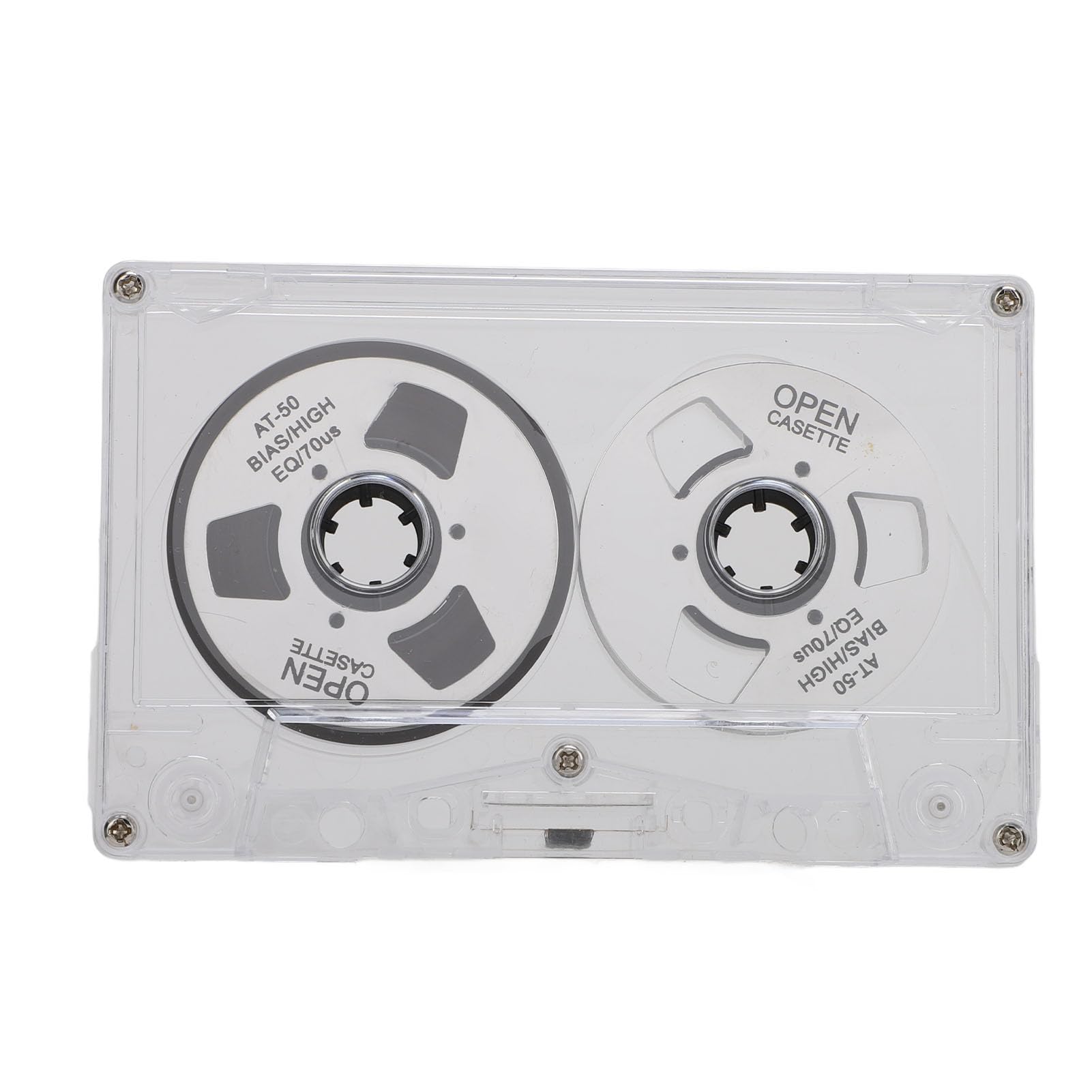 Reel to Reel Blank Cassette Tape, 50 Minutes Recording, Normal Bias Double Sided, Metal Sound Cassette Tape with Transparent Box (Silver)