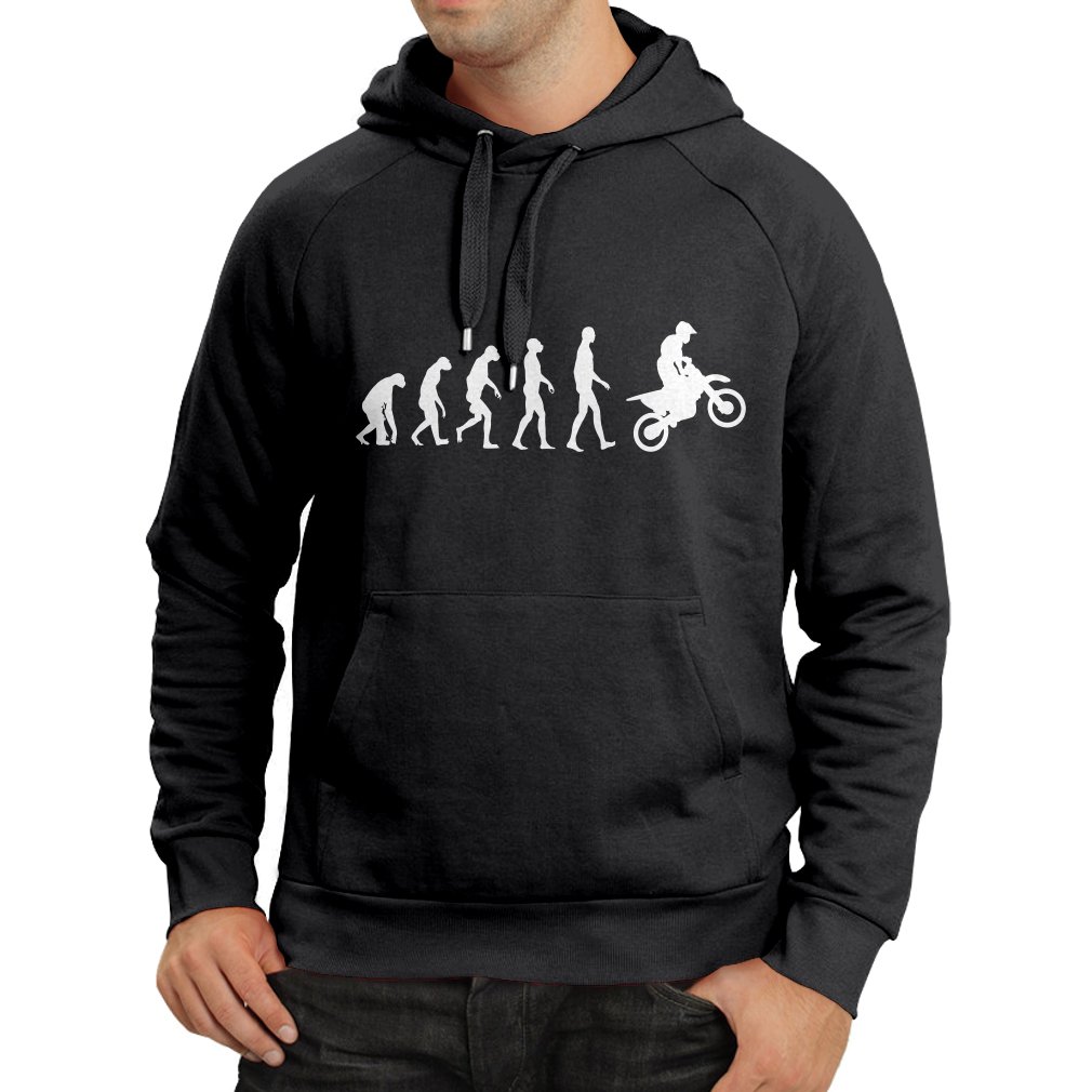 lepni.me Hoodie Sweatshirt Motocross Evolution Dirt Bike Motorcycle Gear Racing Wear Motorbike Off-Roading (Medium Black White)