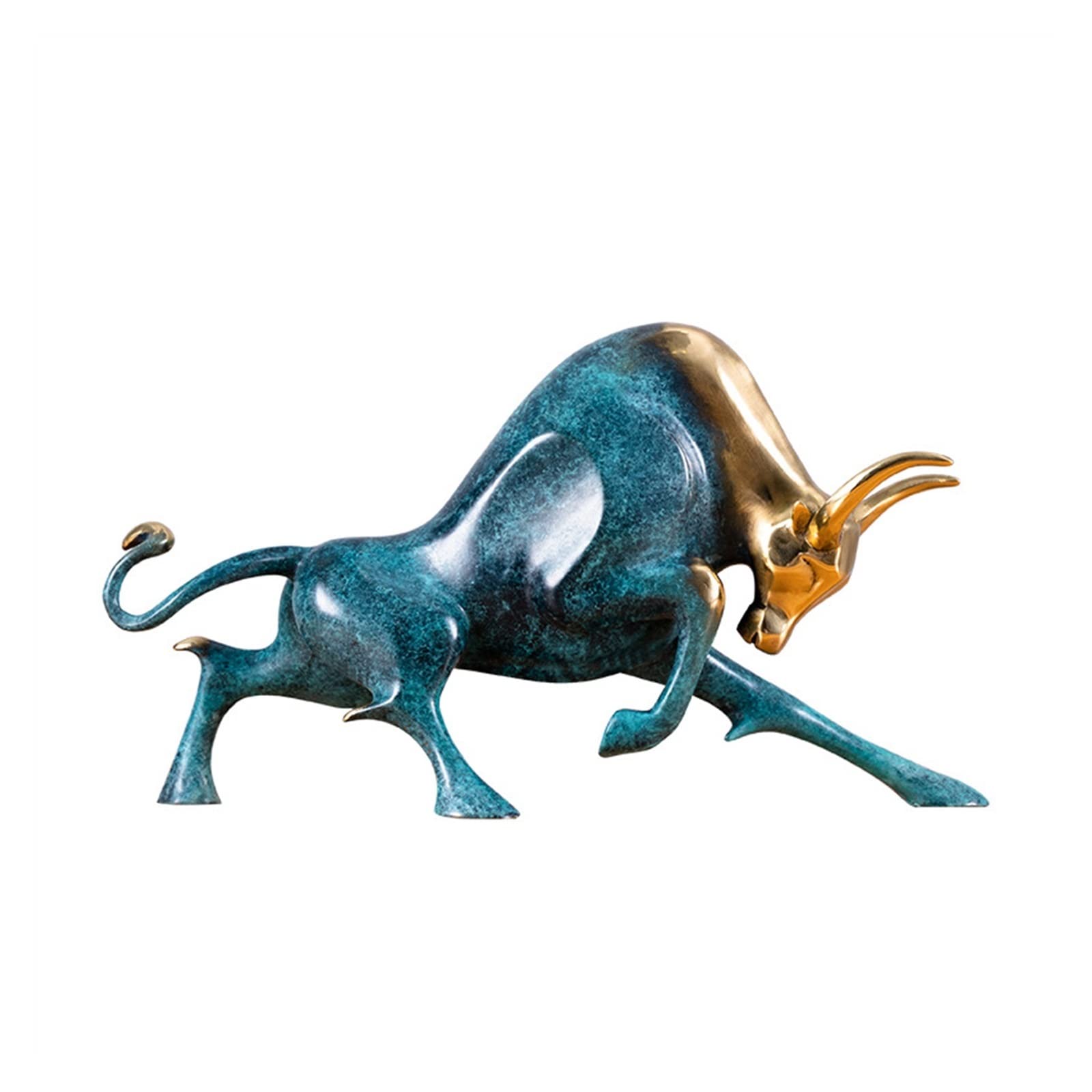 Dekoracje na biurko Miedziane ozdoby wejściowe bydło zodiaku ozdoby domowe rękodzieło salon biuro, aby przyciągnąć dekoracje bogactwa Akcesoria do biurka domowego(Blue)