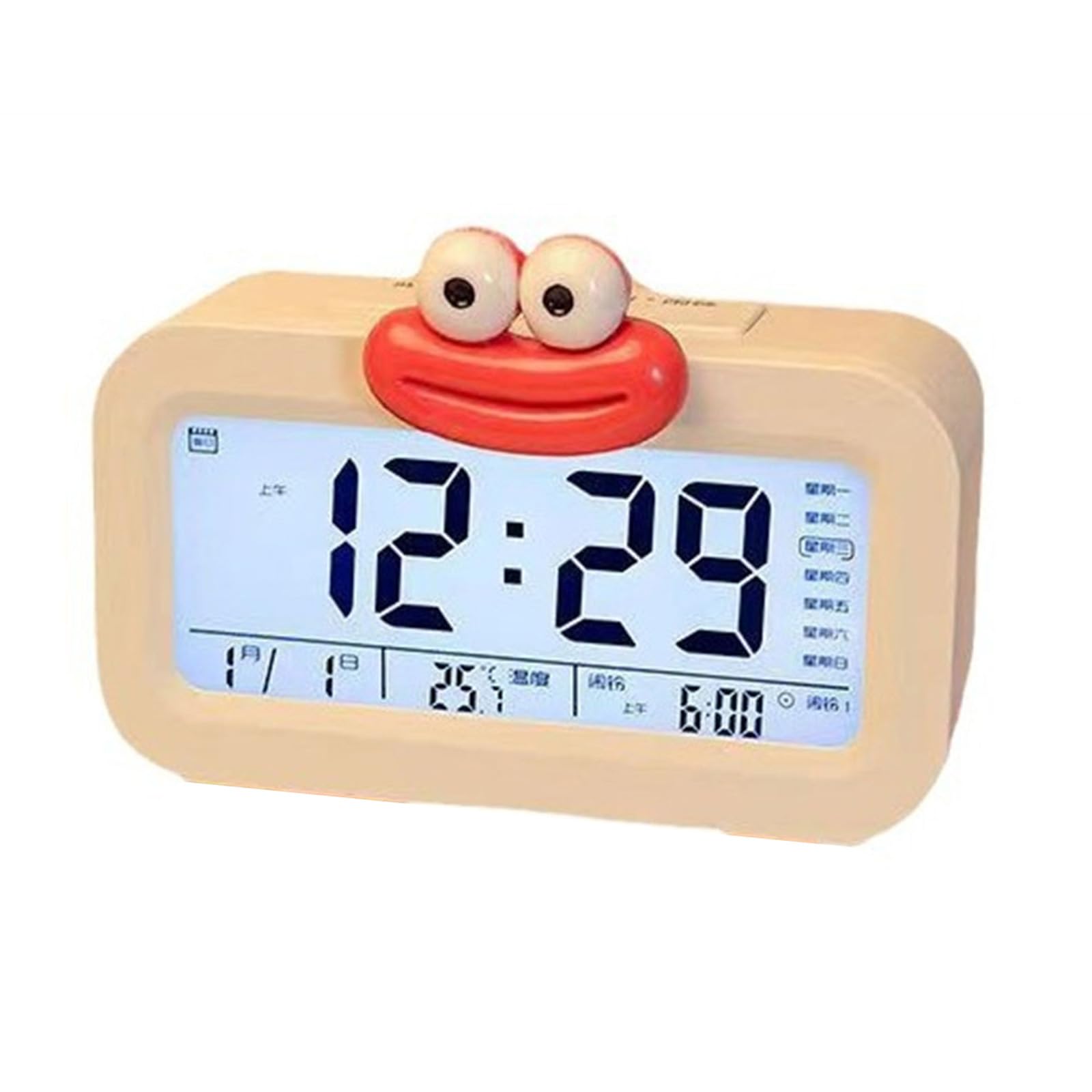 Xjdzineq Cartoon Sausage Lip Night Light Digital Alarm Clock with Snooze Function LCD Display for Bedroom or Decors Decorative Cartoon
