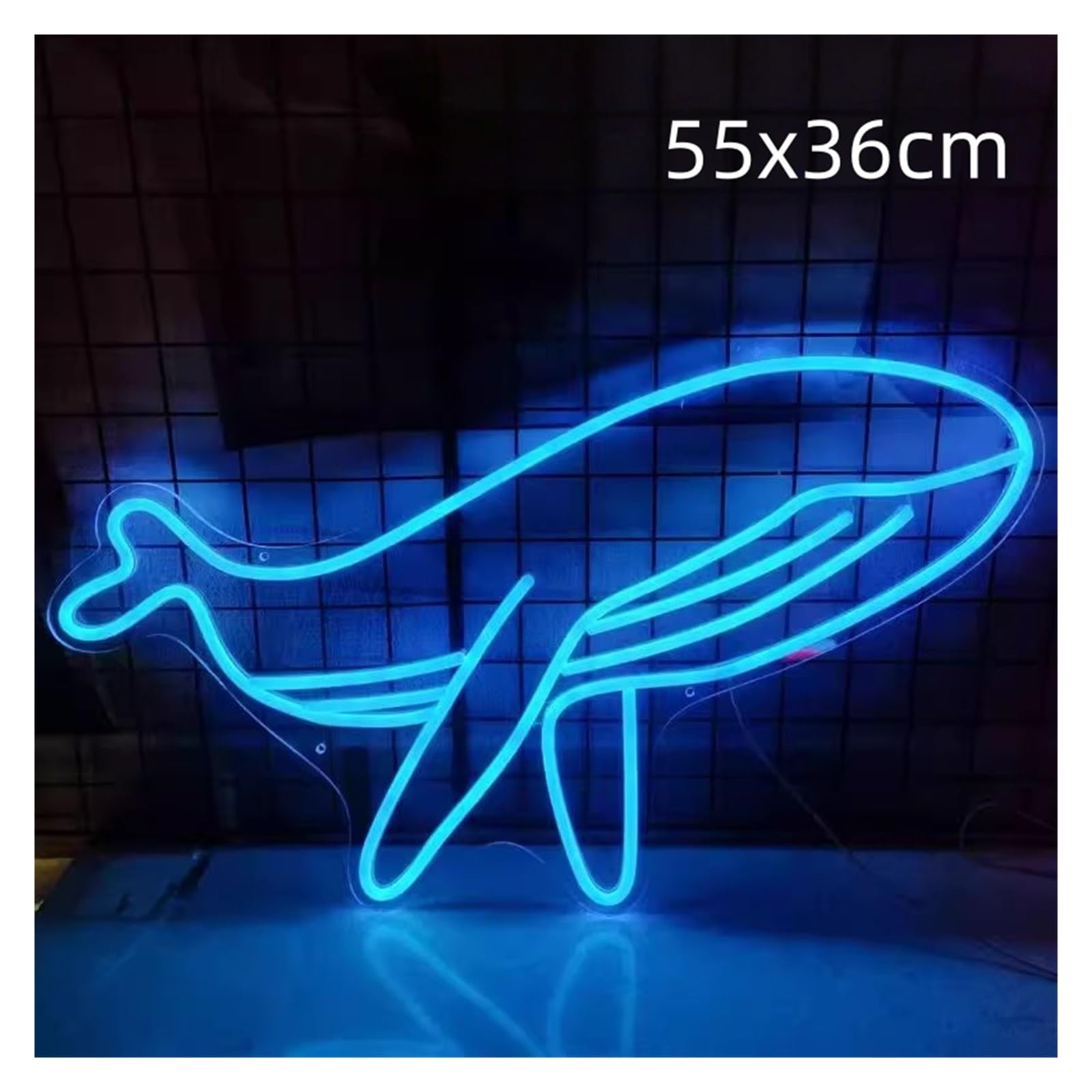 LED néon signe Enseigne Au Néon Avec Variateur D'intensité, Motif Animal Océanique, Baleine, Poisson, Pour Fête, Magasin, Chambre D'enfant, Café, Décoration Murale, 55x36cm