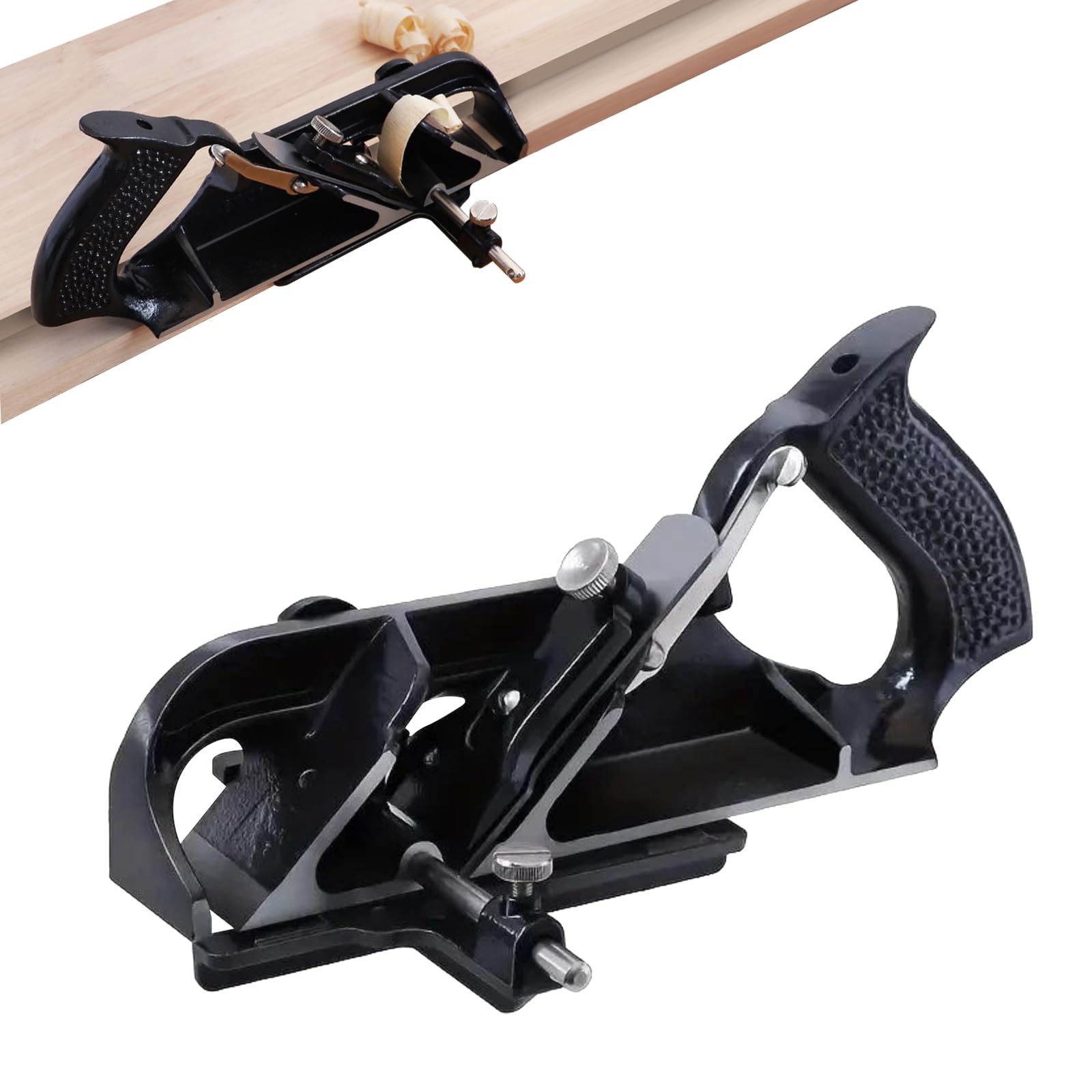 Cepilladora de mano para carpintería, plano de mano de hierro dúctil, profundidad ajustable, cepilladora de madera con hoja T12, herramienta de aplanamiento de carpintería para recortar madera