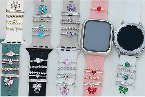 Miniatura 4 de Dijes decorativos para correas de reloj, compatibles con correas de silicona Apple Watch para mujeres de 1.929 in 1.772 in 1.732 in 1.654 in 1.614