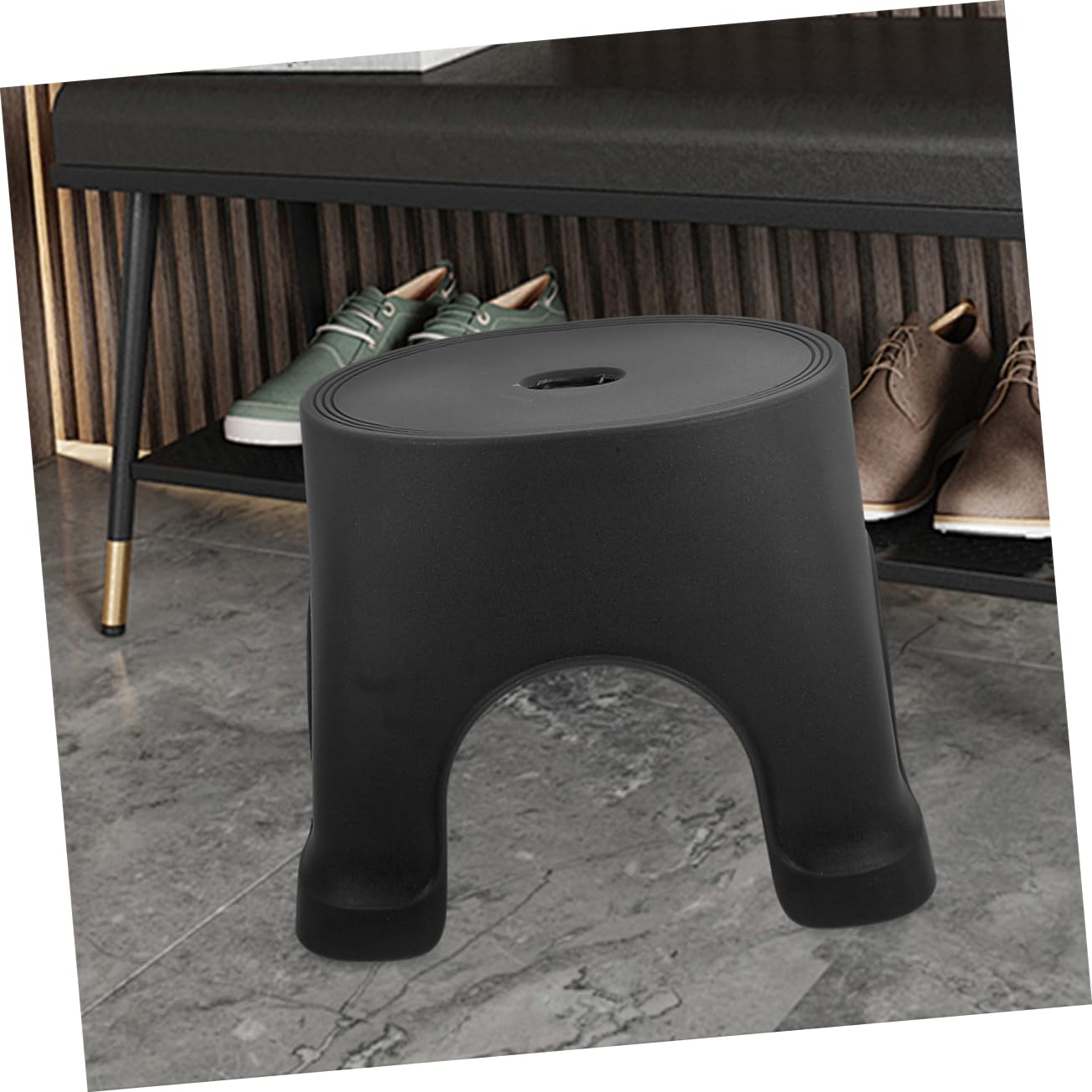PRETYZOOM Taburete Antideslizante de Plástico PP para Niños, Reposapiés de Baño Negro, Fácil de Guardar y Transportar, Adecuado Hogar