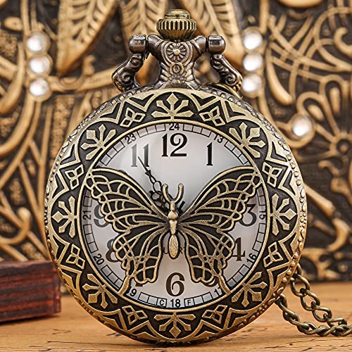 RainSound-Butterfly-Engraved-White-Round-Dial-Analogue-Antique-Pocket-Watch-Keychain