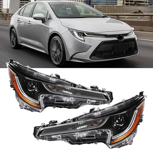 PENSUN Headlights Fit For 2020-2022 Toyota Corolla L LE, Headlamps Assembly Replacement Pair Set Driver & Passenger Side