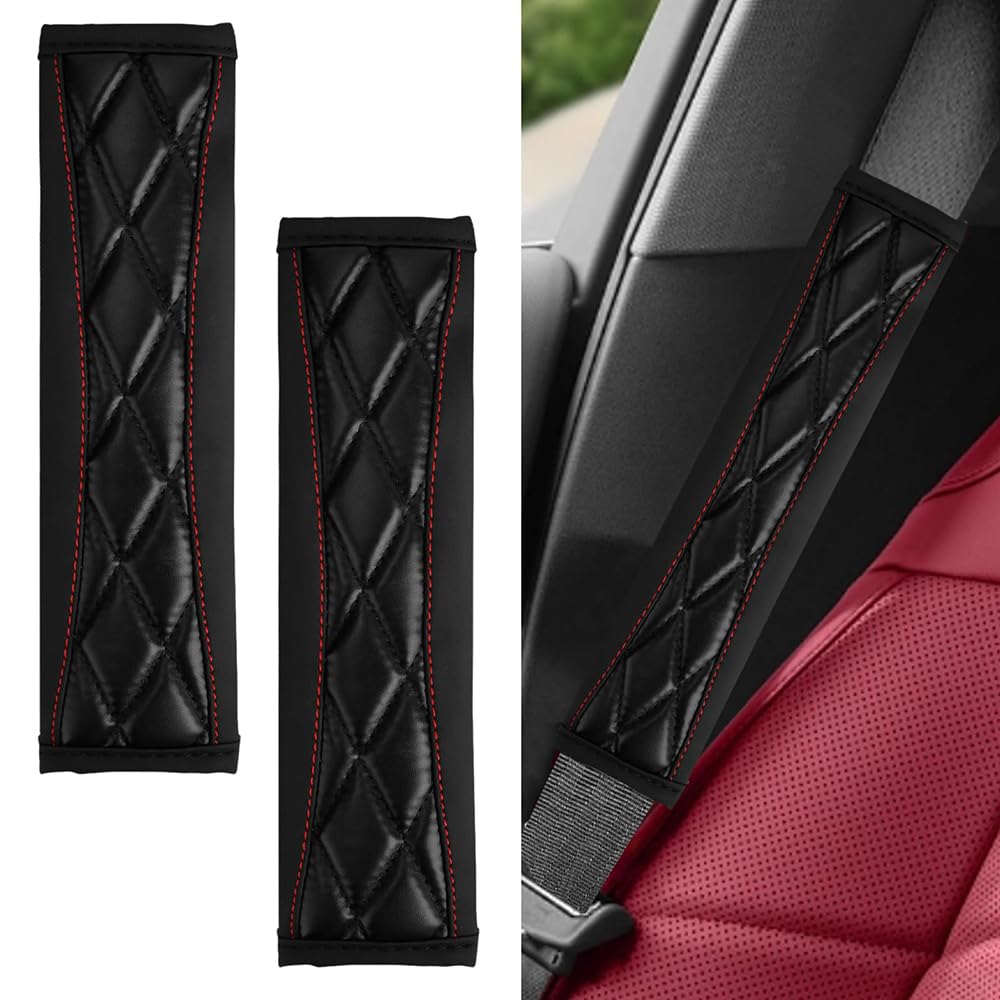 2Pcs Harness Pads, for MG ZS GT GS MG3 MG5 MG6 MG7 EHS EV Seat Belt Strap Cushion Car Seatbelt Padding Accessories for Head Neck Shoulder Protect,A