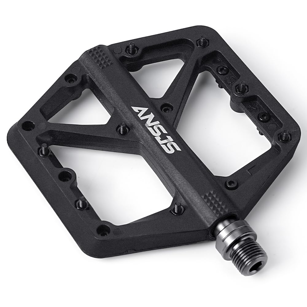 Ansjs Bike Pedals, Road/Mountain Bike Pedals,Platform Bicycle Flat Pedals 9/16" Pedals MTB Pedals Black (C579B)