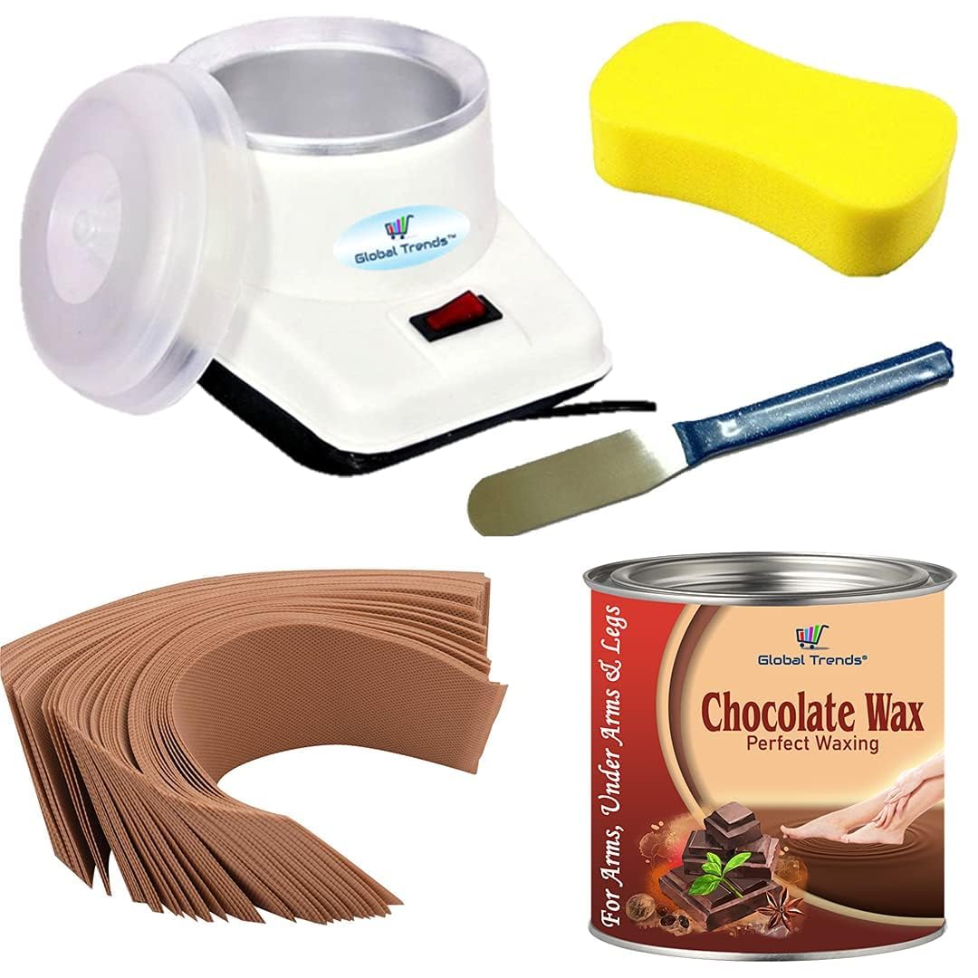 Wax Heater Machine, Full Body Aloe vera Wax (550 g), Waxing Strips (Big Size 50 Strips), Wax Applicator Knife and Cleansing Sponge Hair Removal Waxing Kit Combo Set for women-image-26