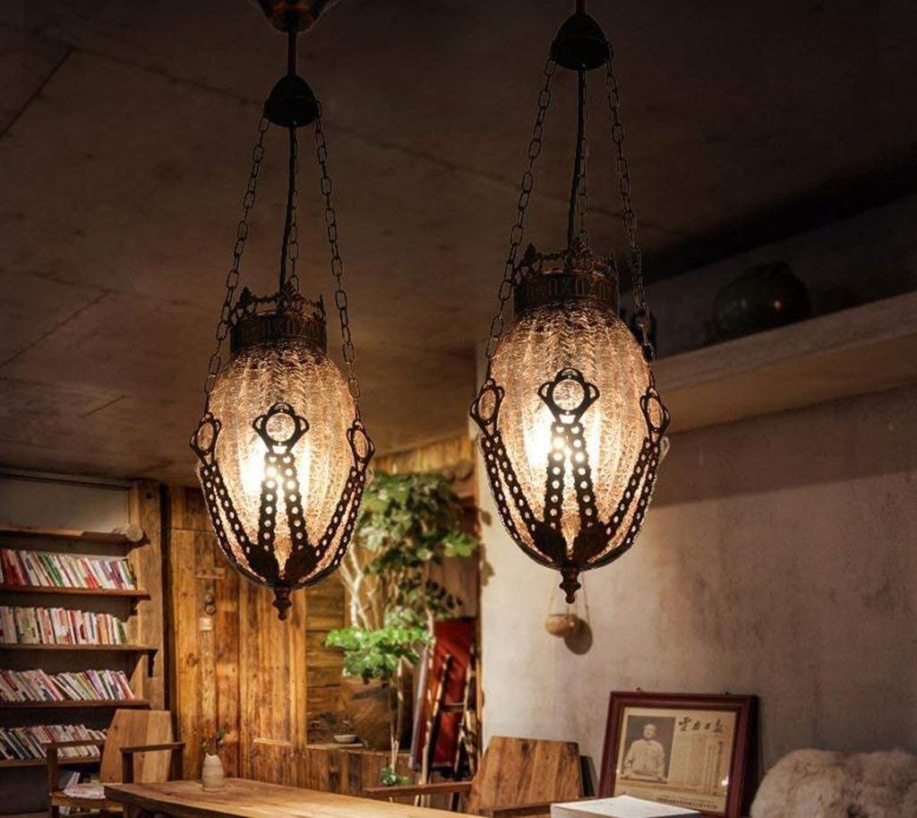 Daoke Chandelier, Pendant Lights, V-Intege Color Glass Single Head Small Small Creative Personality Bar Cafe Restaurant Chandelier (Color : D)