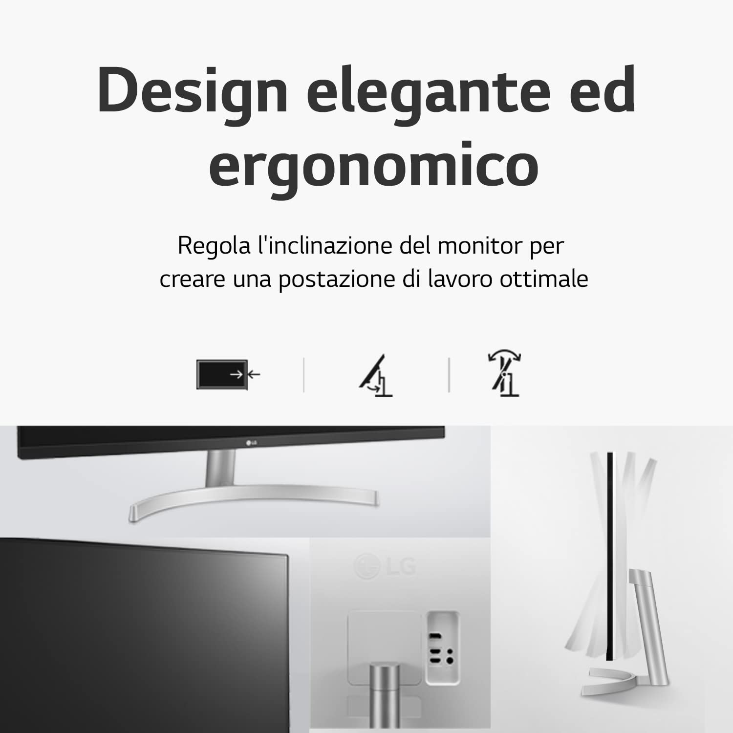 LG 27UL500P Monitor 27" UltraHD 4K LED IPS HDR 10, 3840x2160, 5ms, AMD FreeSync 60Hz, HDMI 2.0 (HDCP 2.2), Display Port 1.4, AUX, Flicker Safe, Bianco