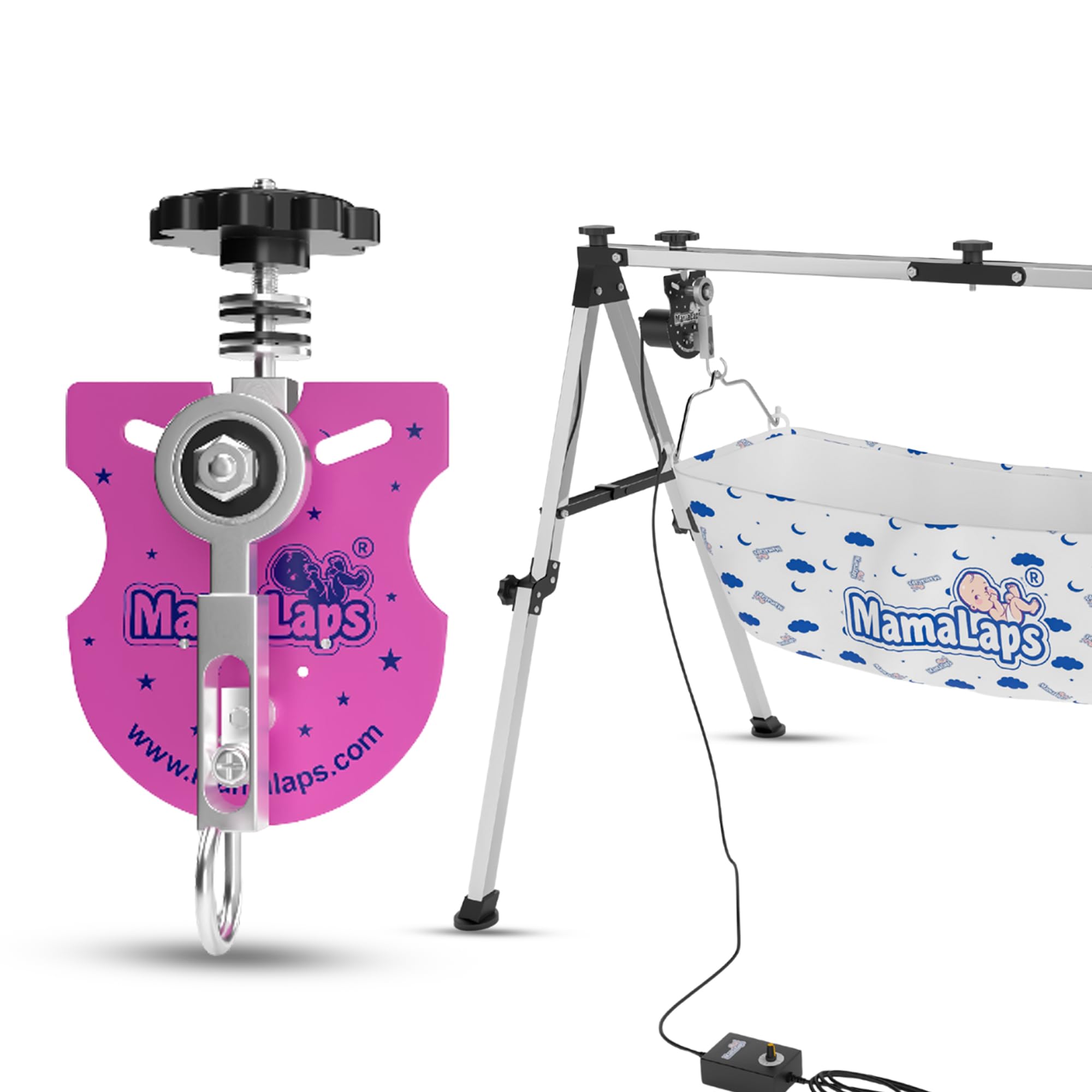 Automatic Baby Cradle Kit | SS Folding cradle Kit | Mild Steel Automatic Ghodiya Kit (Pink) (Cradle not included)