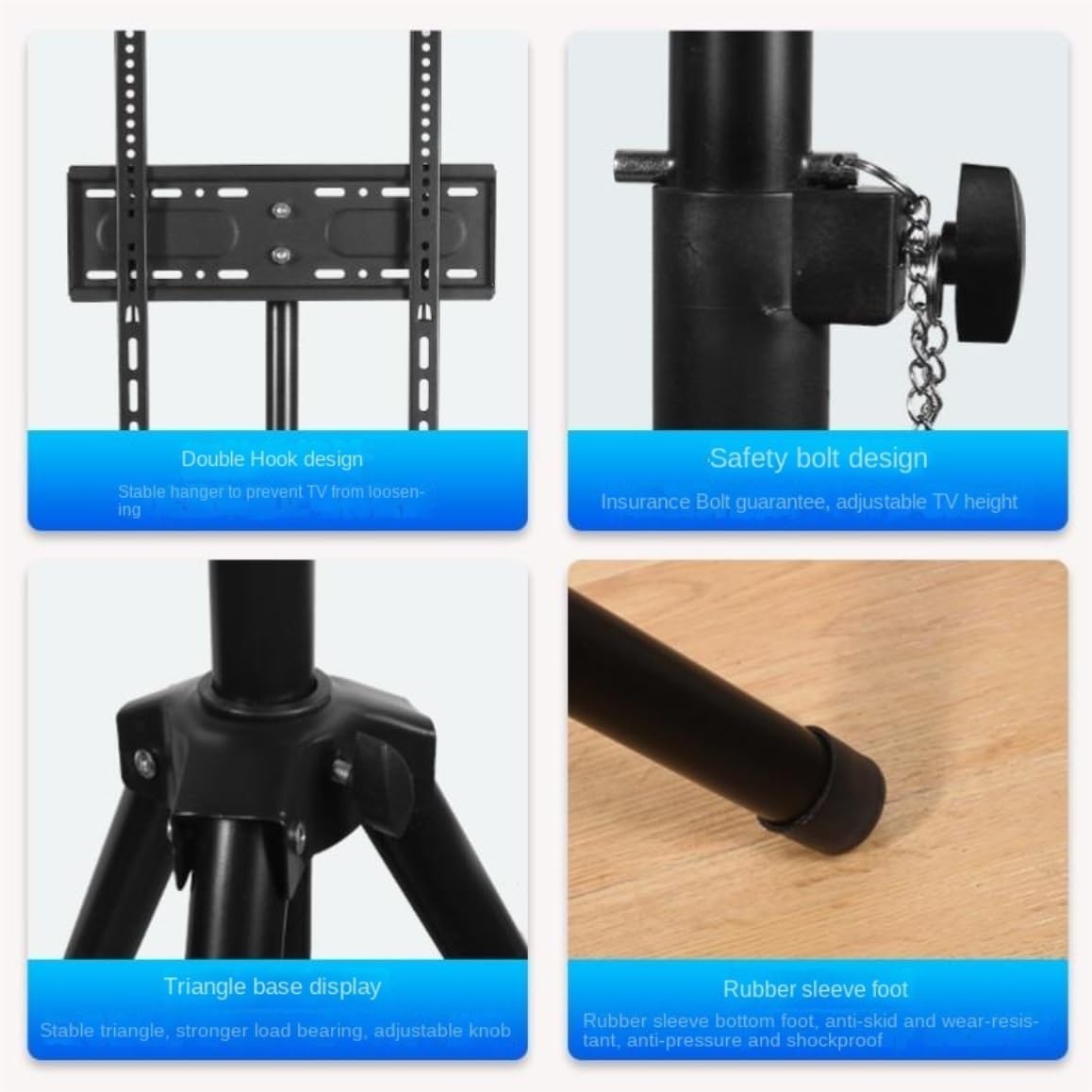 Tv Stand Bracket Foldable Tripod TV Stand for 32 to 55 Inch Screen Swievel TV Display Floor Stand, Portable Height Adjustable Mount Tv Stand Adjustable